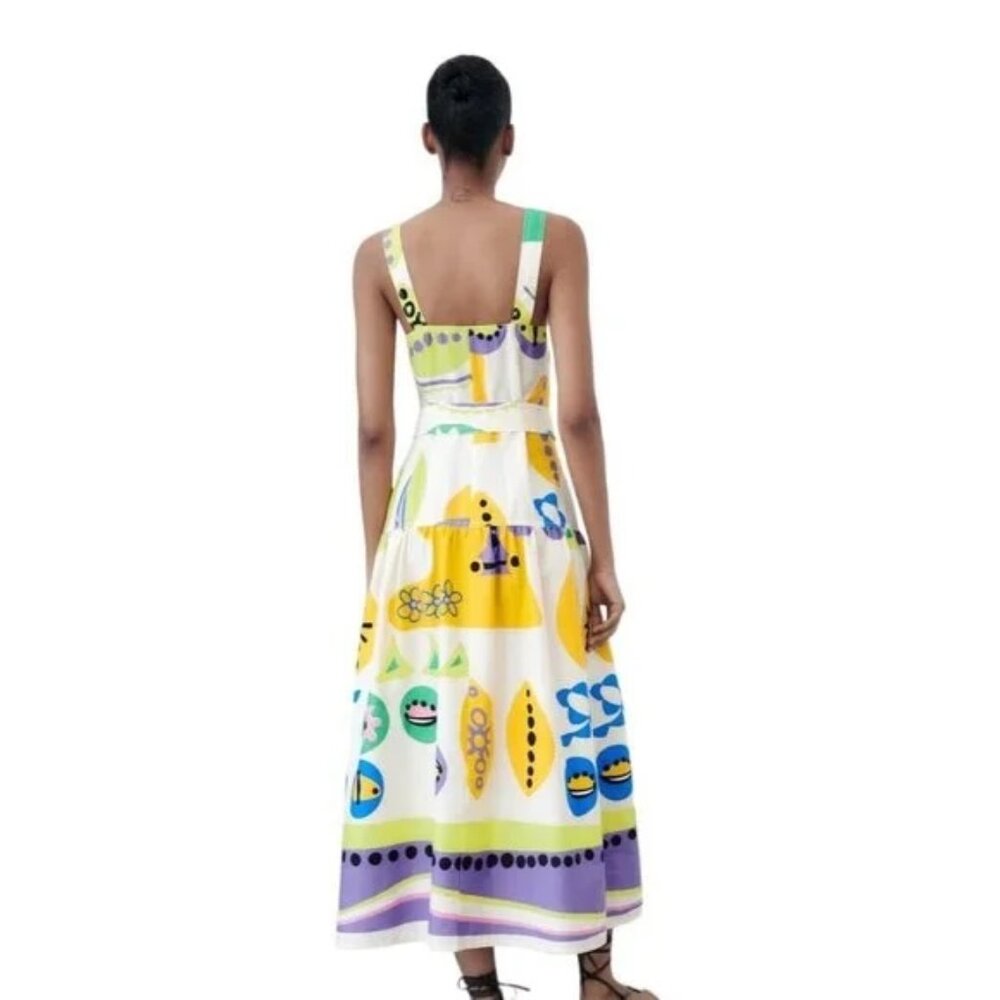 Zara Colorful Abstract Midi Dress - Picture 7 of 7